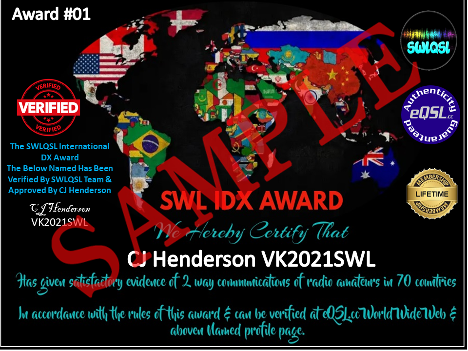 Our First International SWL DX Award!